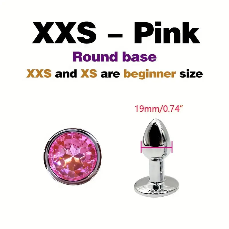 BDSM Metal Anal Plug With Gem Base For Beginner To Expert G-spot