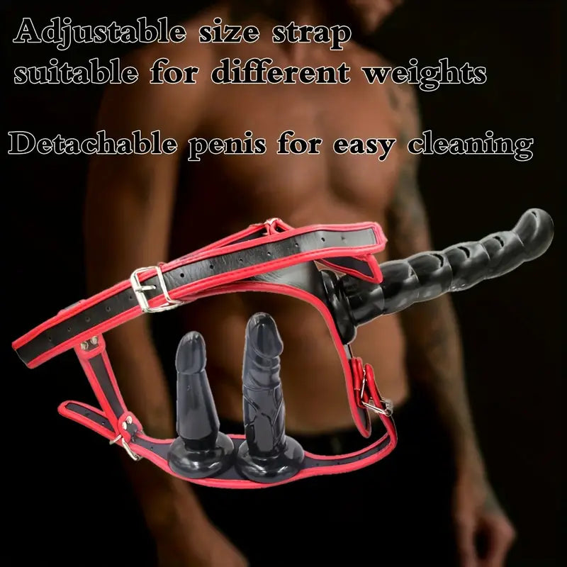 3 Removable Dildos Harness Belt Strap-on Dildos For G-spot Butt Plug