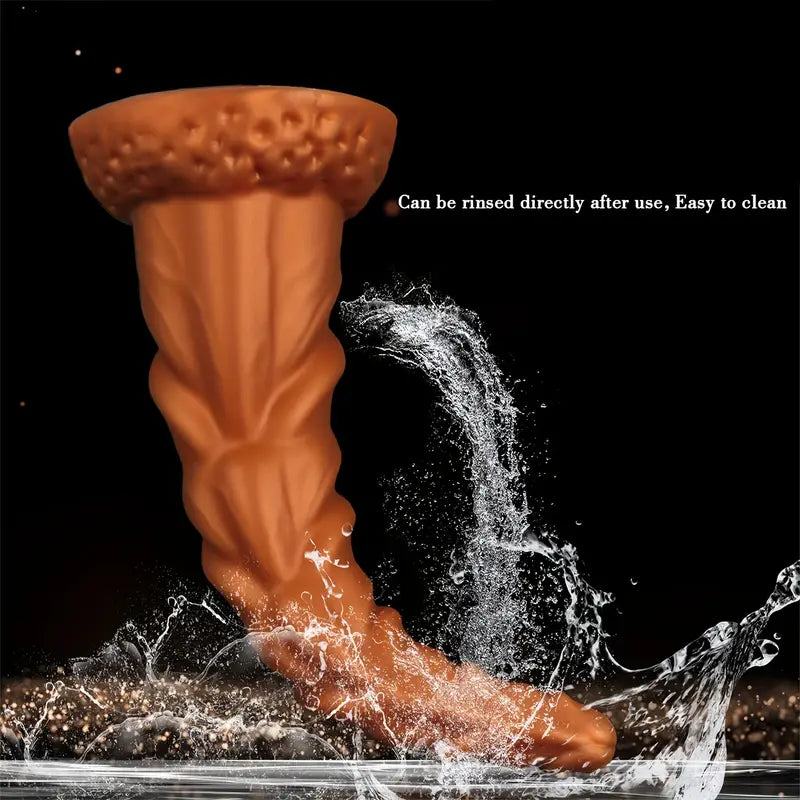 Tapered Thread Silicone Butt Plug With Suction Cup Texture Stimulation