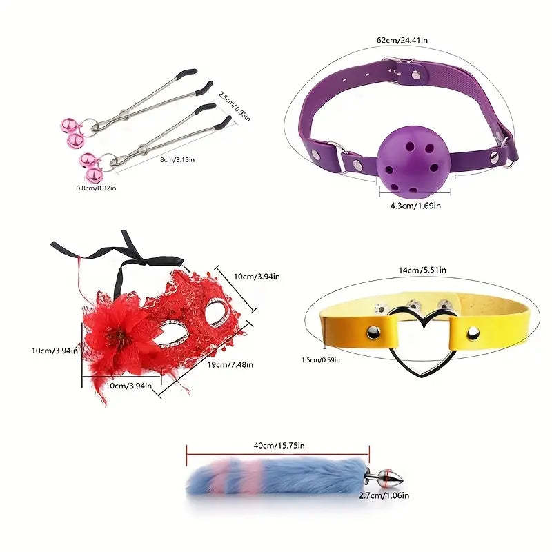 5pcs Coupling Fox Tail Role Playing Anal Plug Mask Ears Hairpin Posterior