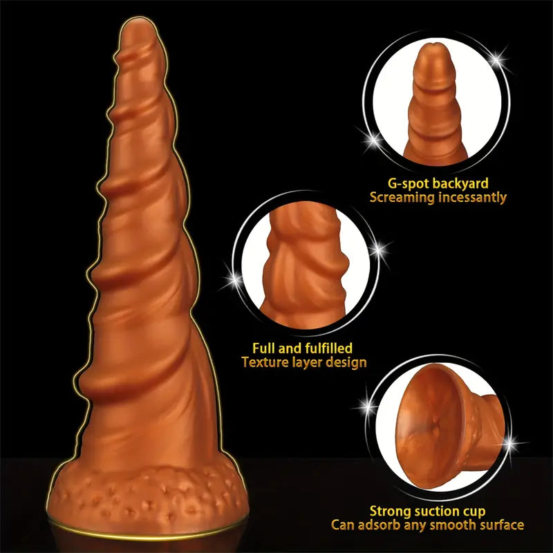 Tapered Thread Silicone Butt Plug With Suction Cup Texture Stimulation