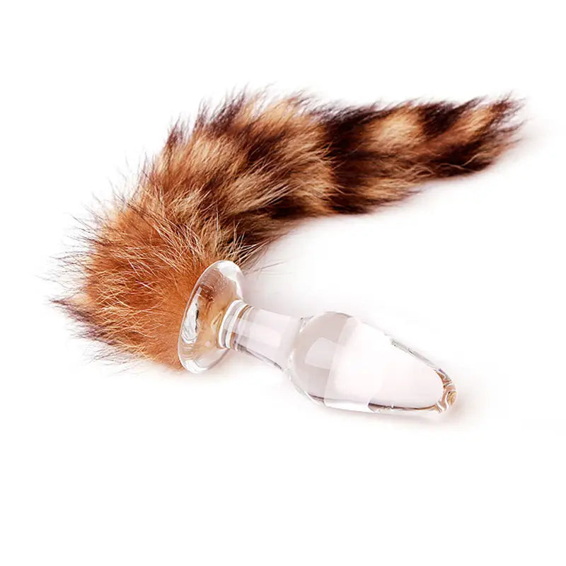 Long Glass Fox Tail Butt Plug For Adults Animal Sex Toy For Women Men