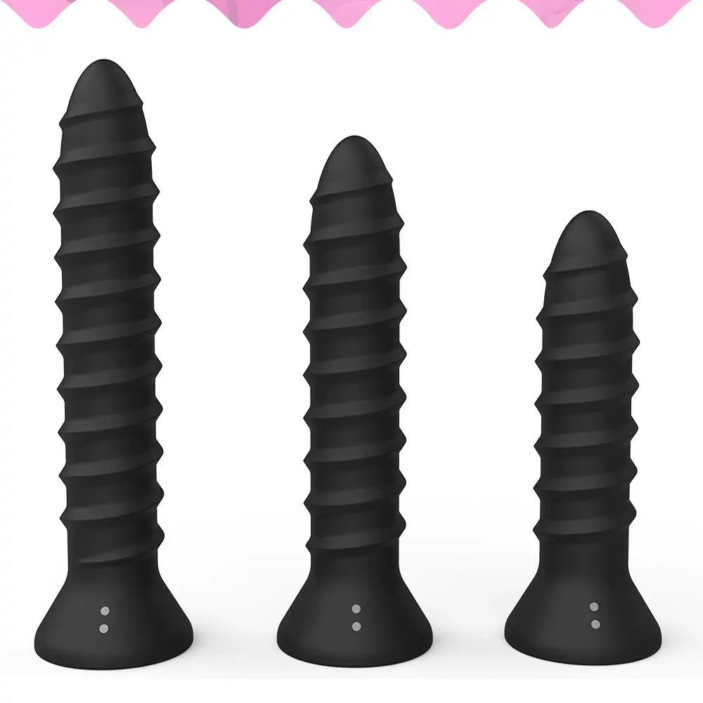 Silicone Anal Dildo 10 Vibrating Nail Shape Butt Plug With Screw Thread