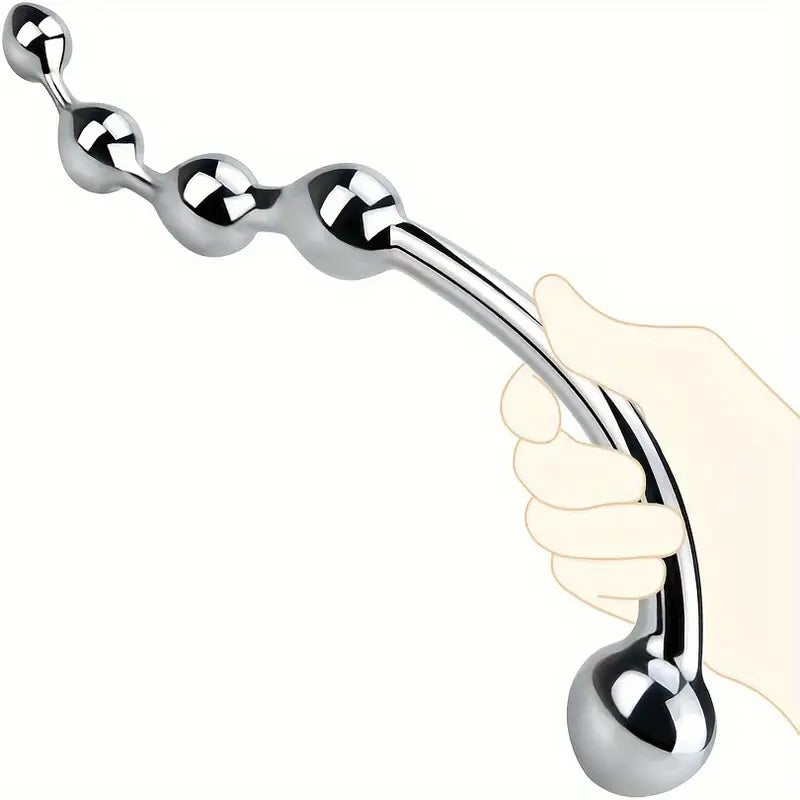 S-Shaped Gradient Bead Design Metal Butt Plug Waterproof Anal Hook