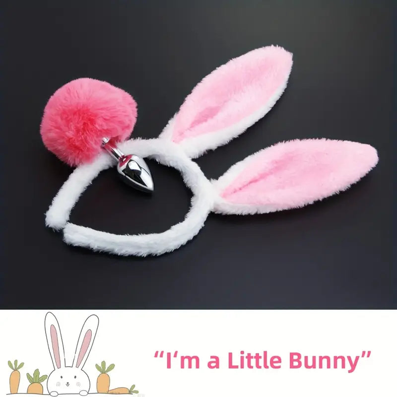 Adorable 2pcs Set Bunny Tail Anal Plug For Women Men Cosplay Sex Toy