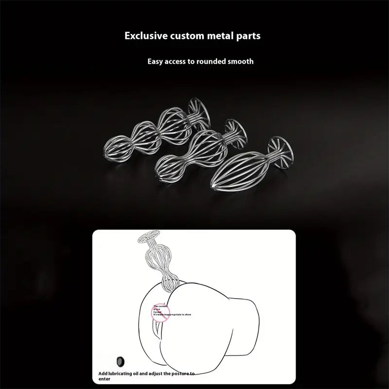 Women Men Anal Plug Hollow Metal Gourd Shaped Butt Plug Stopper Toy
