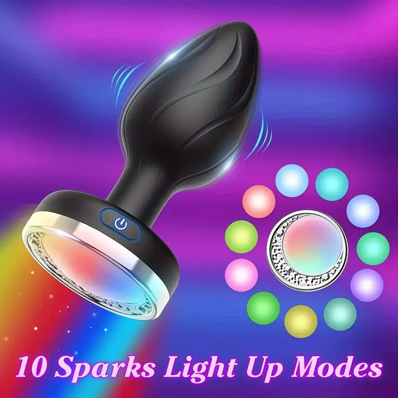 Vibrating Anal Plug With 10 Vibrating Light Modes Male Prostate Massager
