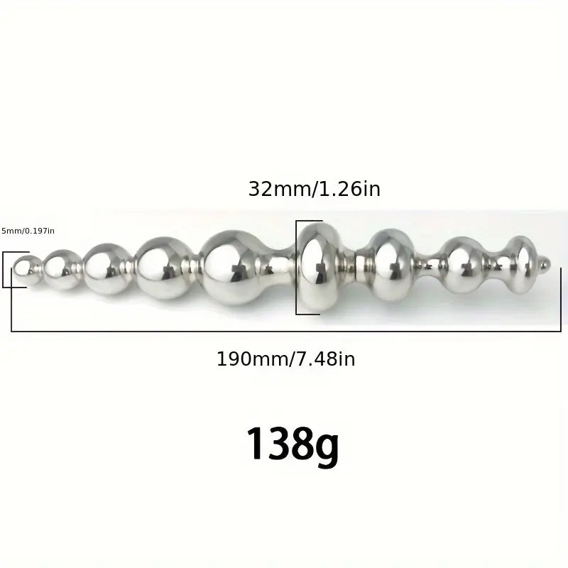 Sleek Metal Dual-Ended Anal Beads Plug Suitable For Both Men Women