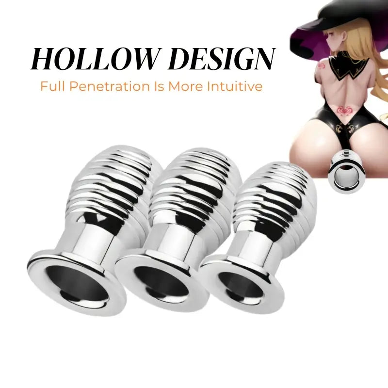 SM Metal Anal Plug Enema Vaginal Flush Hollow Anal Dilation Sex Toy