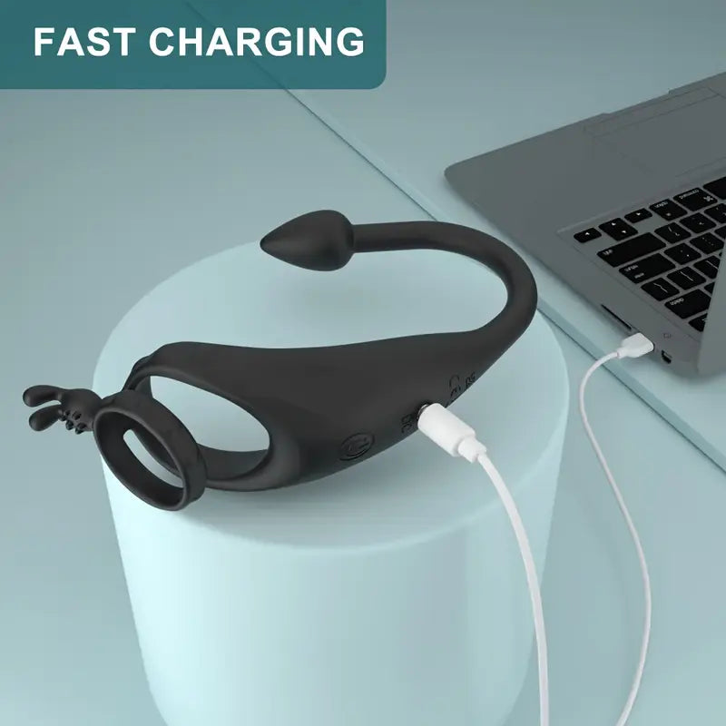 Dual Motor Wellness Vibrating Cock Ring Anal Butt Plug Ring Vibrator