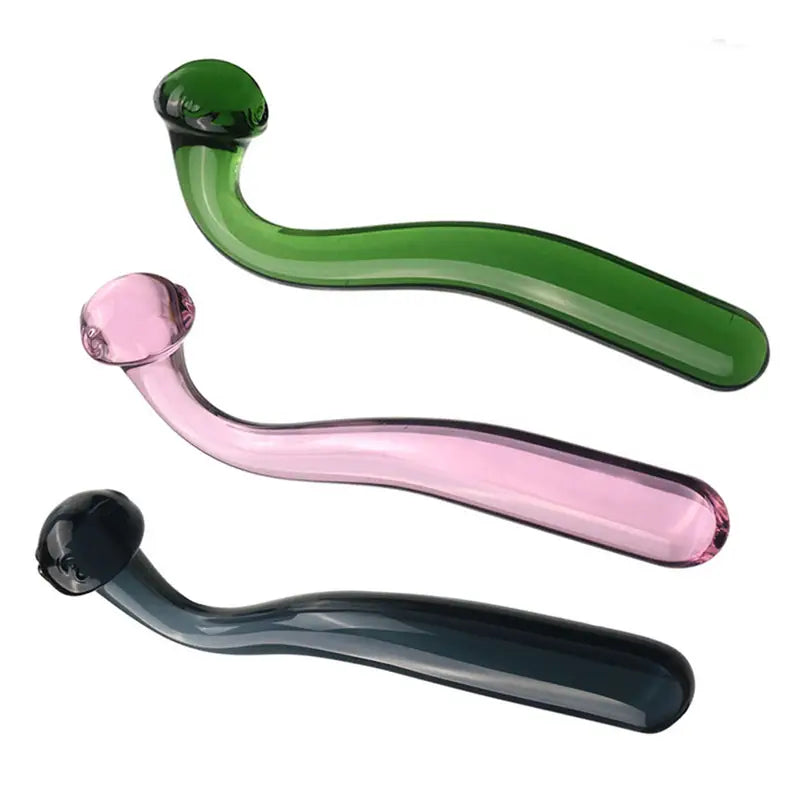 Dual-Ended Glass Wand Massager G-Spot Stimulator Butt Plug