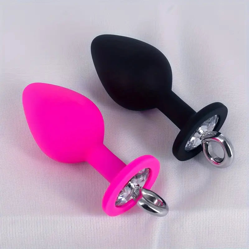 Pull Ring Silicone Anal Plug For G-point Massage Gem Base Butt Plug