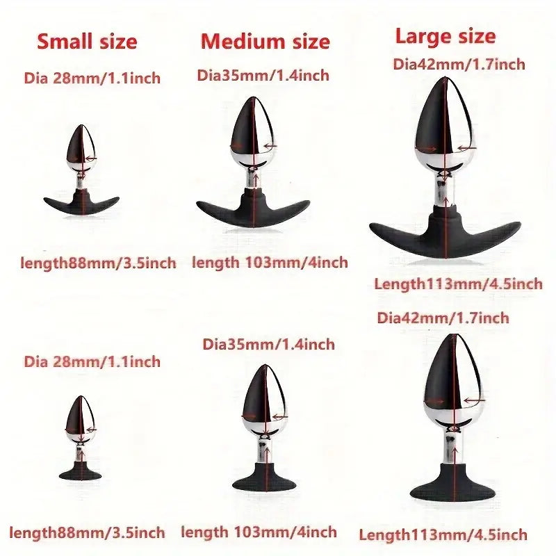 Small Medium Large Size Metal Anal Butt Plug Silicone Wearable Butt Plug