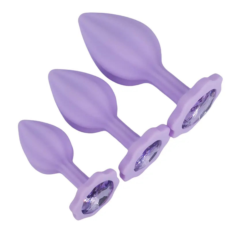 Three-piece Diamond Jewelry Decorated Anal Training Butt Plug