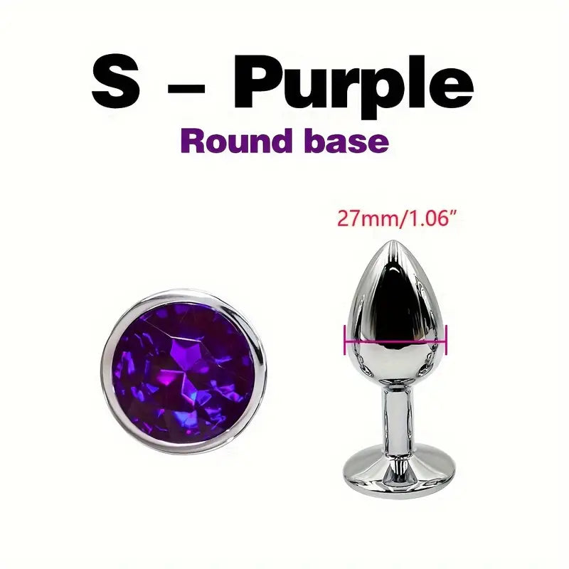BDSM Metal Anal Plug With Gem Base For Beginner To Expert G-spot