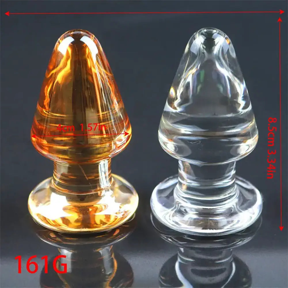 Elegant Amber Glass Anal Plug G-Spot Stimulation Smooth Finish Toy