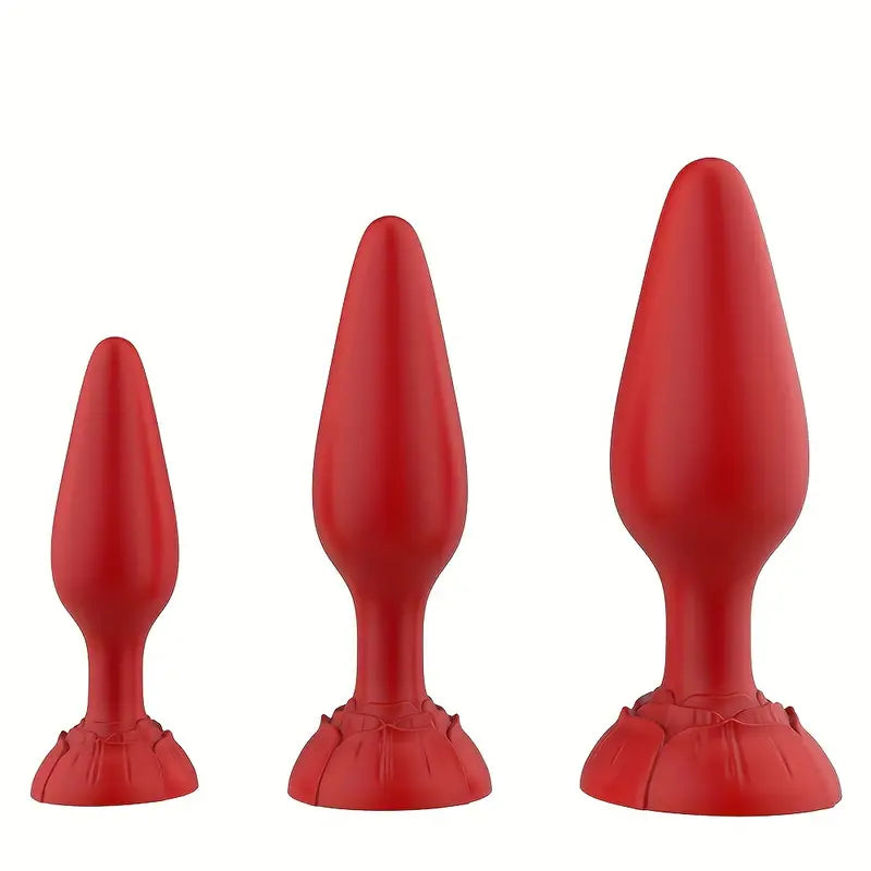 Silicone Anal Plug Training Kit With Base Long-Term Wearable Butt Plug