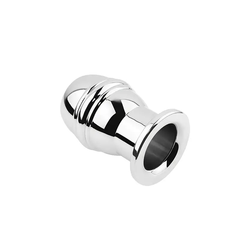 SM Stainless Steel Chastity Penis Ring Hollow Enema Anal Plug