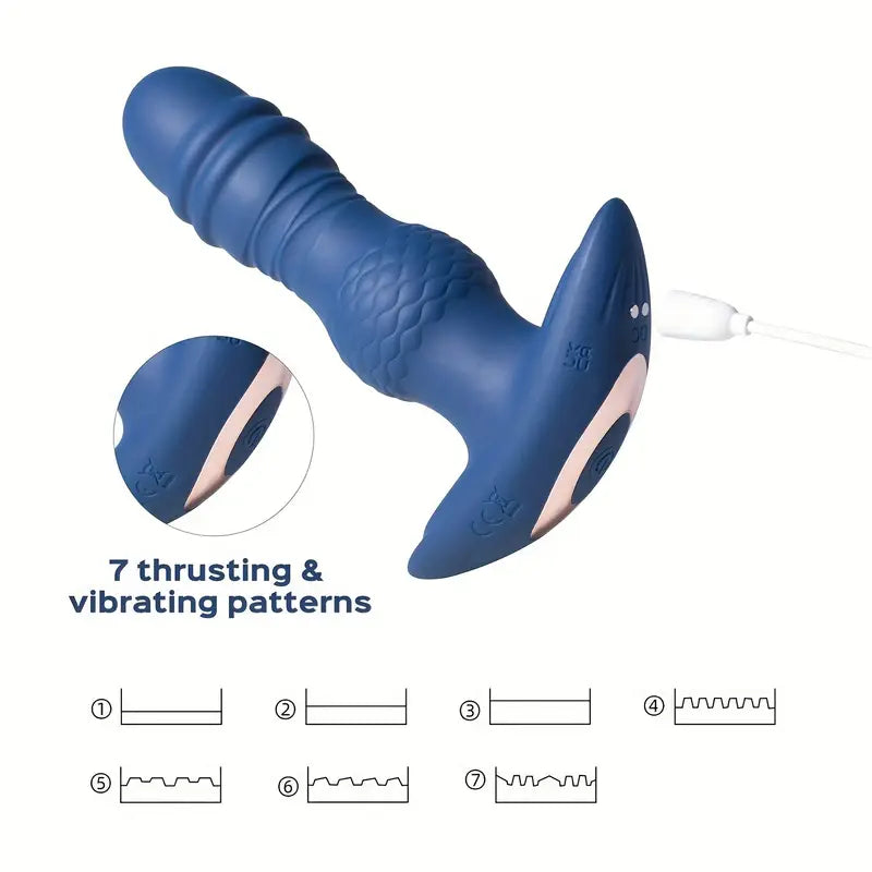 Thrusting Anal Plug With 7 Telscopic Vibrating Modes Prostate Massager