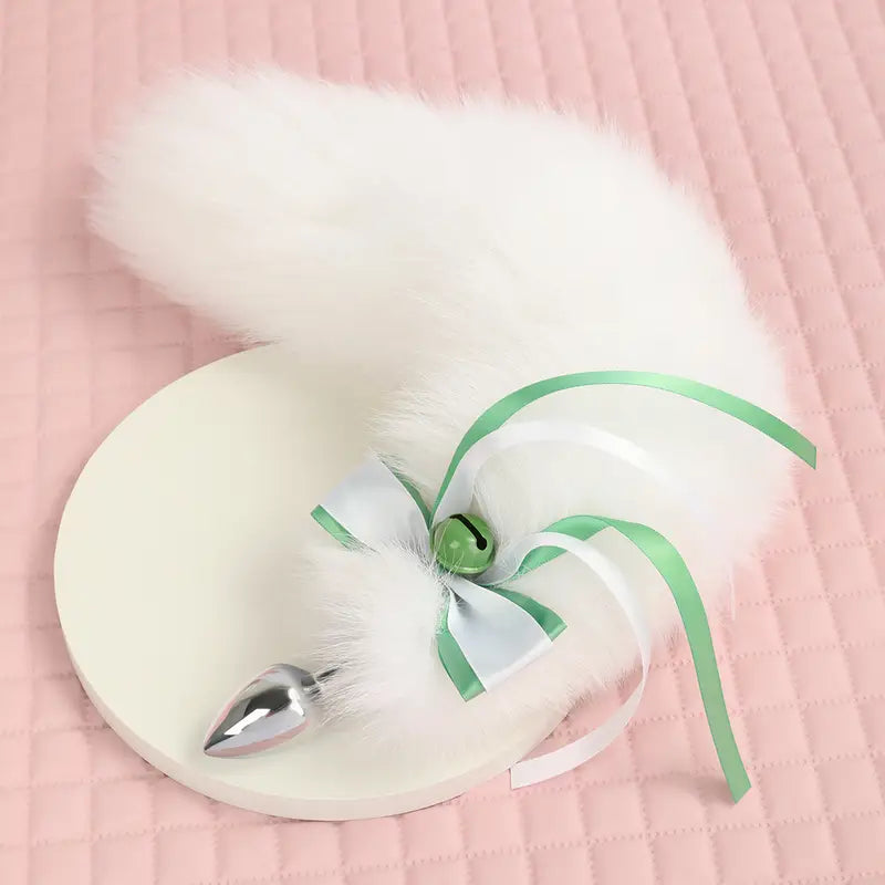 Adult BDSM White Fox Tail Butt Plug SM Metal Alternative Tail Adult Sex Toy