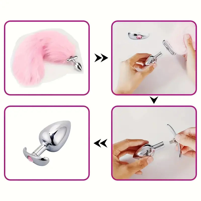 Variational Changeable Lighting Long Fox Tail Cosplay Fox Tail Anal Plug