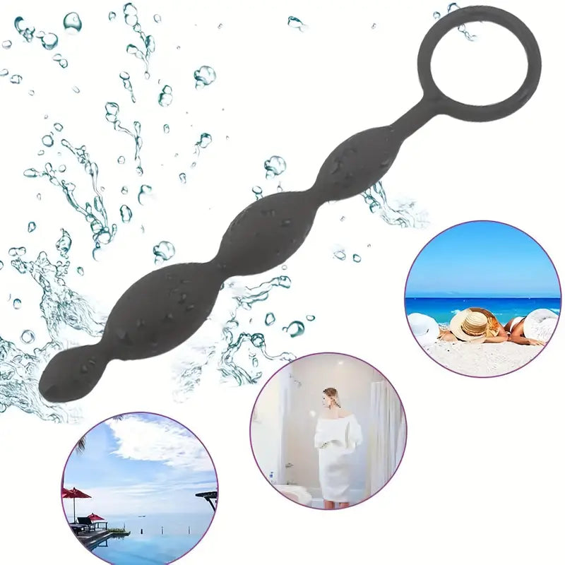 Silicone Anal Beads Butt Plug With Pull Ring Flexible Anal Chain Butt Plug