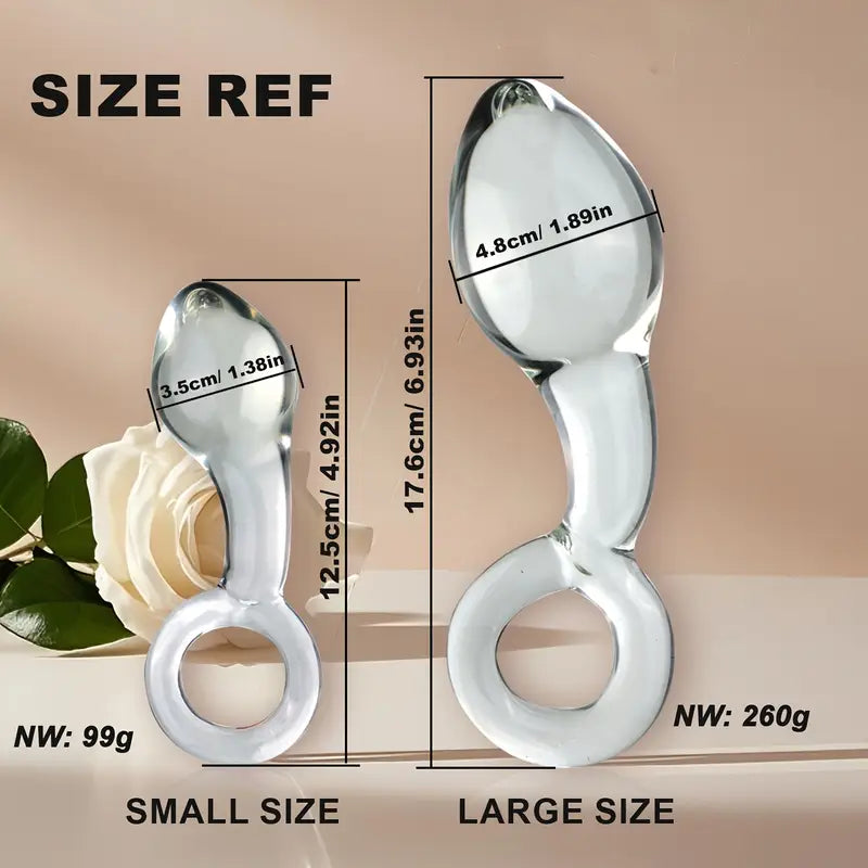 Glass Butt Plug Pull Loop Prostate Massager Anal Dilator With Long Neck