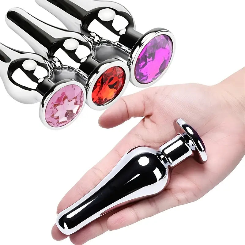 Tapered Anal Plug Trainer Kit Metal Jeweled Fetish Jewelry Butt Plug
