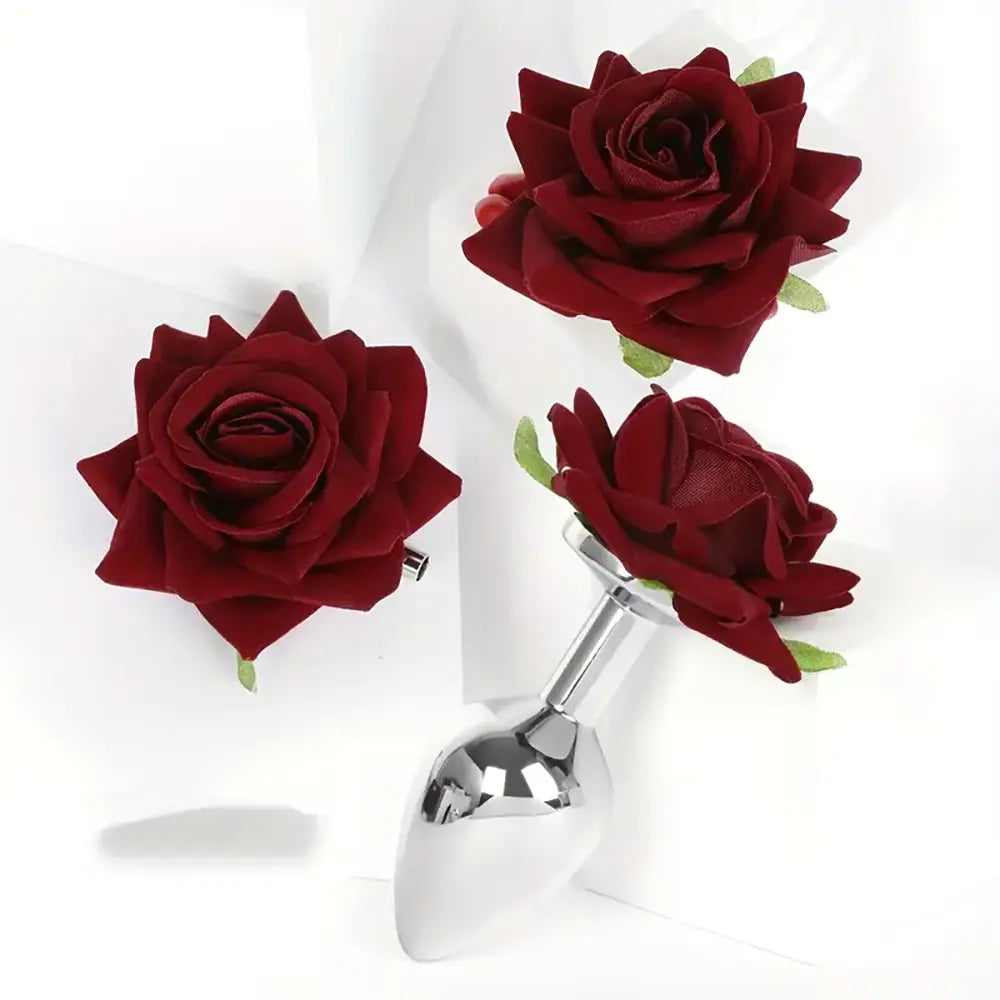 Premium Rose Anal Plug BDSM Metal Anal Sex Toy For Adults Anus