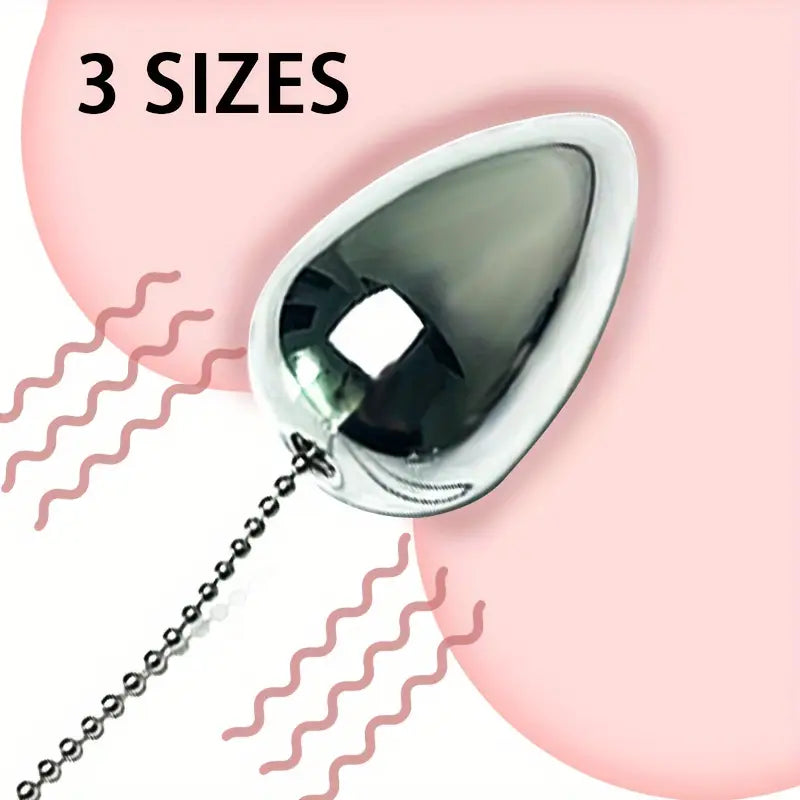 Heavy Duty Metal Teardrop Butt Plug With Chain Solid Anal Toy Couples