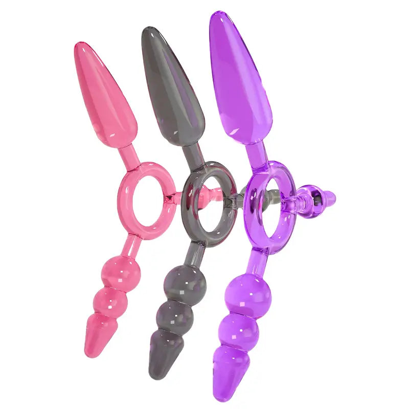 Vibrant Three-headed Anal Beads Butt Plugs For Expanding Anal Sex Toy