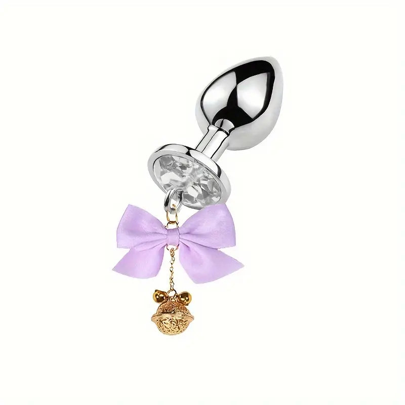 SM Adult Sex Metal Anal Plug With Bow Wind Chime Accessories