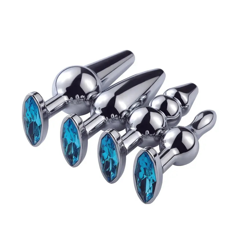 Metal Outdoor Jewel Base Butt Plug Sex Massager G-point Sex Toy Dildo