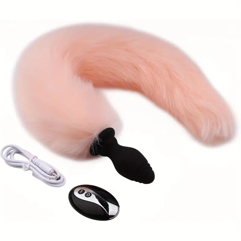 Vibrating Foxtail Anal Butt Plug Remote Control Vibrator Anal Sex Toy