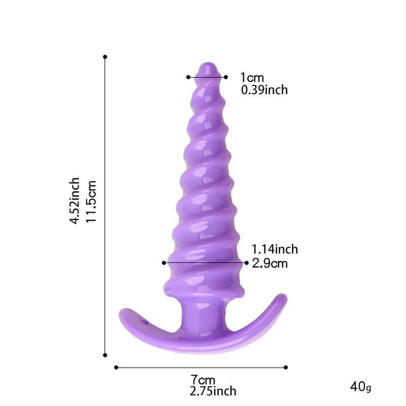 Plastic Spiral Butt Plug Anal Trainer G Spot Stimulator With Pull Handle