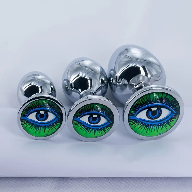 Metal Round Anal Plug With Various Pattern Sequins Alternative Toy