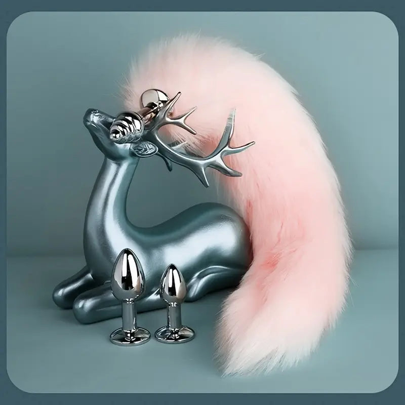 Detachable Faux Fur Fox Tail Metal Anal Plug Role-playing Anal Sex Toy