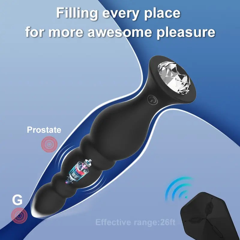 Remote Controlled Butt Plug G-spot Vibrator Bead Strap Prostate Massager