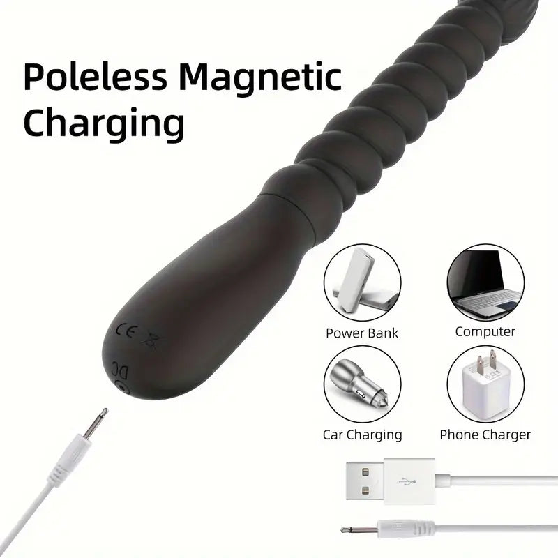 TPR Electric Pull Bead Anal Plug 10 Frequency Vibration Massage Stick