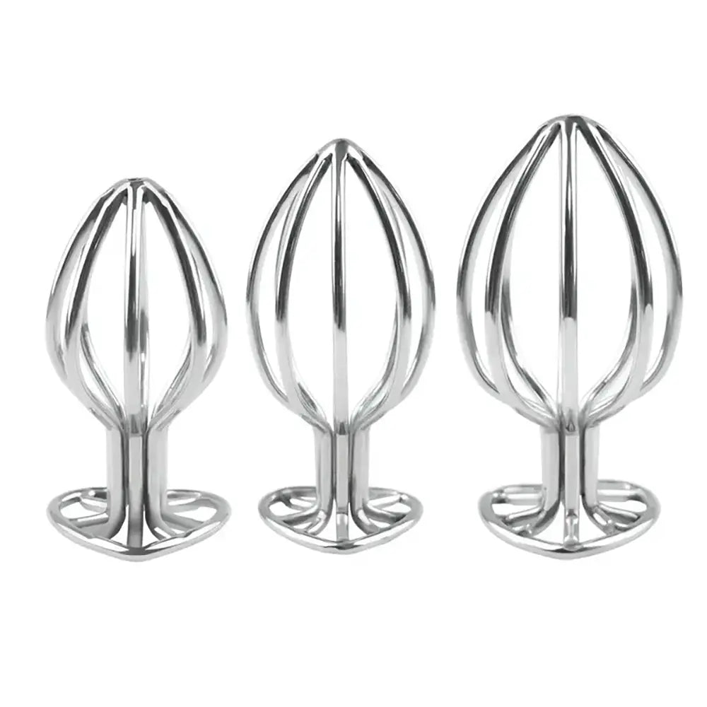 Silvery Heart-shaped Cut-out Metal Anal Plug For Anal Expansion