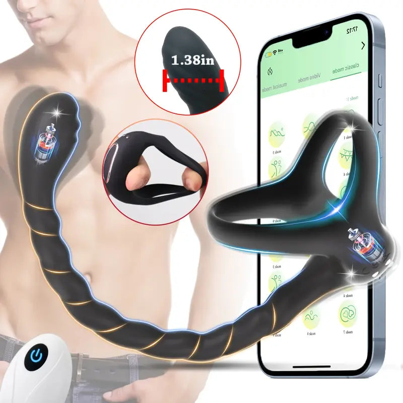 4-in-1 Prostate Massager For Men Multifunctional Anal Toy With Vibrating Ring