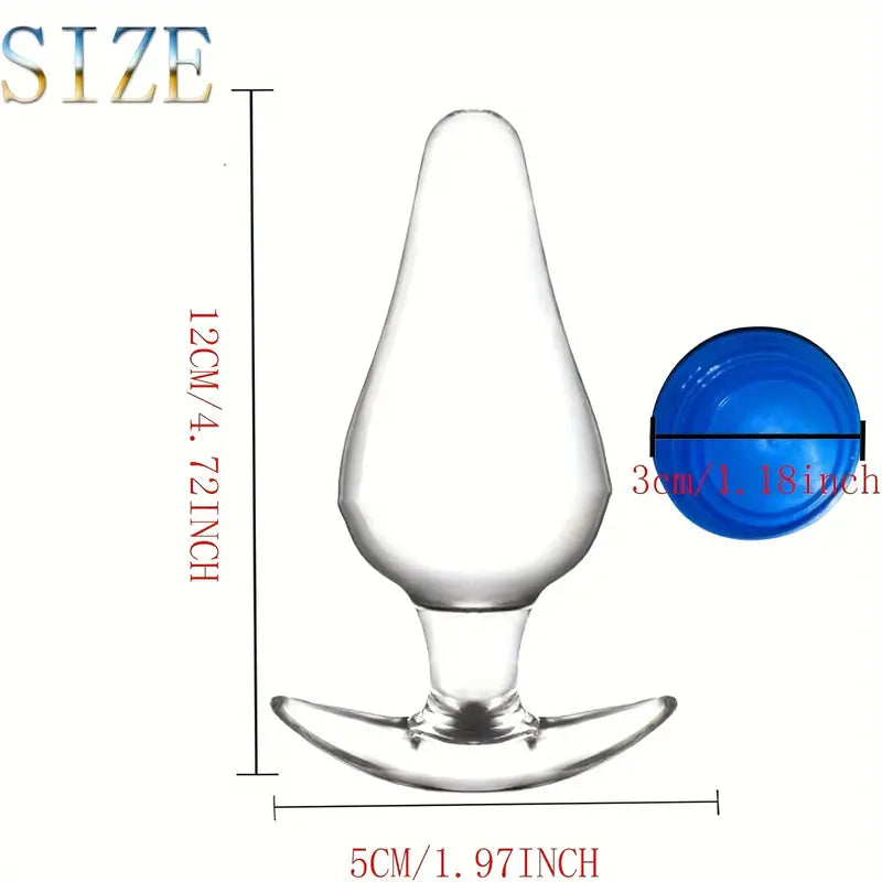 Crystal Glass Anal Plug Curved Base & Tapered Tip SM Anal Sex Trainer