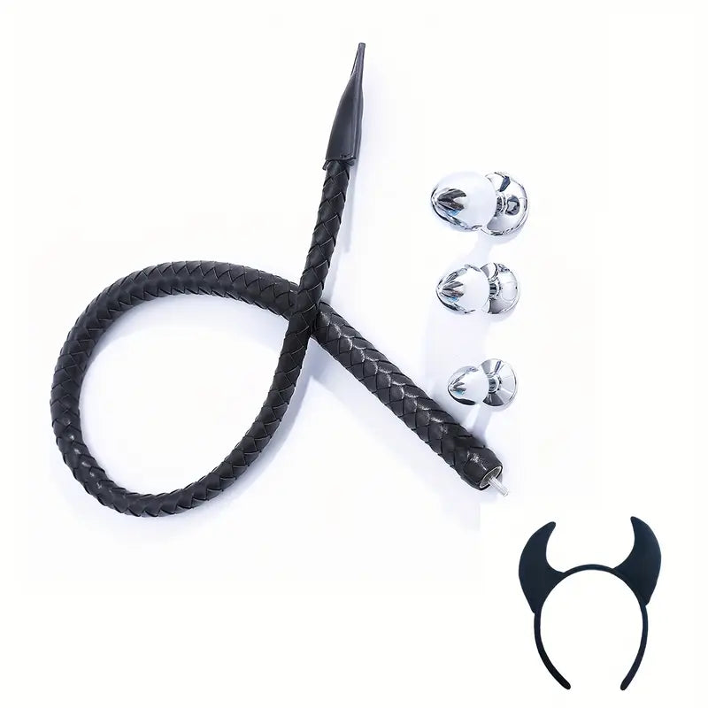 BDSM Whip Compilation Tail With Anal Plug Set Adult Sex Game Whip