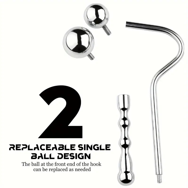 Stainless Steel Anal Hook 2 Interchangeable Ball Joint Hook For Couple