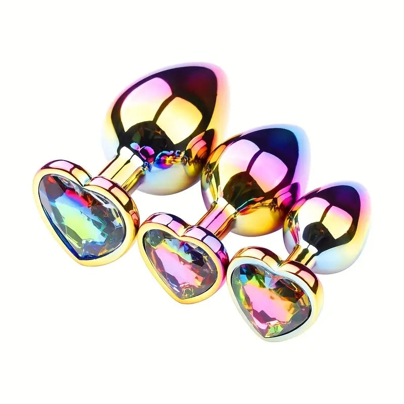 Rainbow Gradient Color Colorful Crystal Metal Princess Anal Plug Rainbow Gradient Color Colorful Crystal Metal Princess Anal Plug