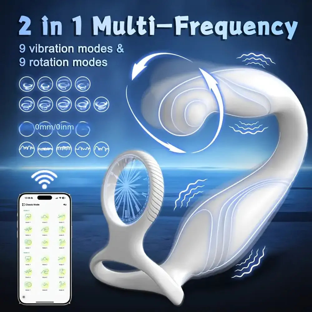 Rotating Anal Vibrator C-Shaped Penis Ring Adult Anal Sex Toy