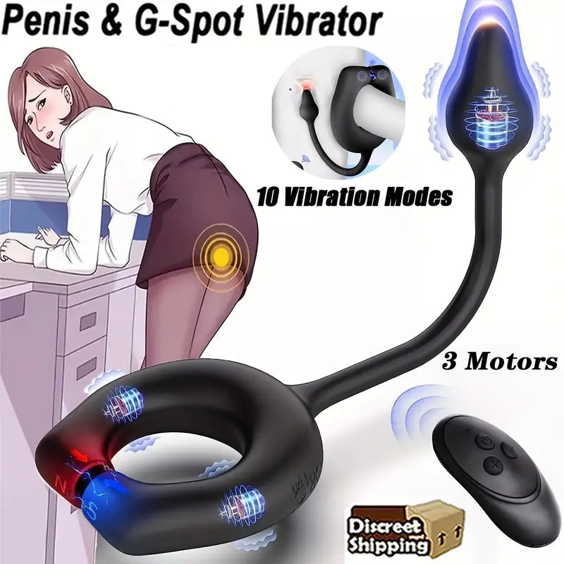Vibrating Cock Ring With Anal Butt Plug Prostate Massage Enhanced Pleasure