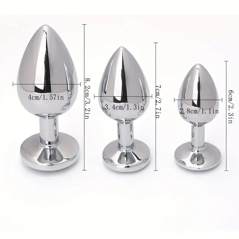 Anal Plug Set Premium 3 Sizes Metal Butt Plugs Comfortable Anal Toys