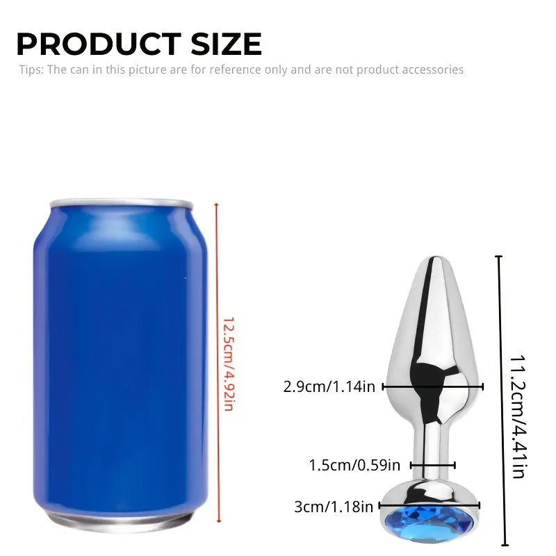 Unisex Metal Butt Plug Anal Sex Toy Blue Gem Bases For Beginners