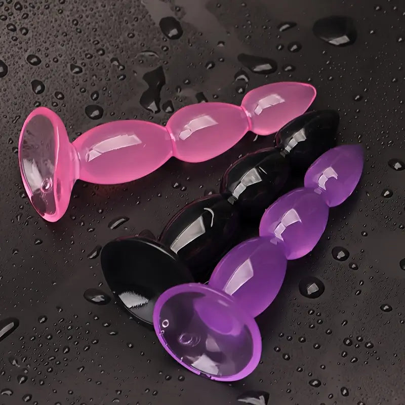 PVC Anal Plug Anal Dilation Device Wth Wavey Pearls Rear Tower Puller